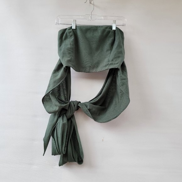 Commense Linen Crisscross Halter Crop Top Size Large Sage Green Boho Minimalist - Picture 10 of 10